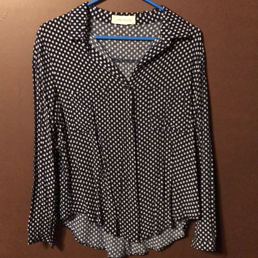 Navy button down blouse